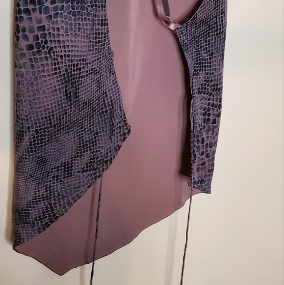 Mauve Purple, and Gray Snakeskin Print Silk Strappy Wrap y2k Tie Top - Picture 7 of 13